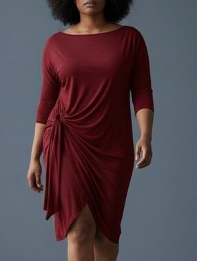 STORYTELLER Elegant Long Sleeve Burgundy Dress